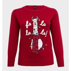 Torrid FA LA LA LA LLAMA SEQUINED HOLIDAY LIGHTS PULLOVER CREW SWEATER size 3